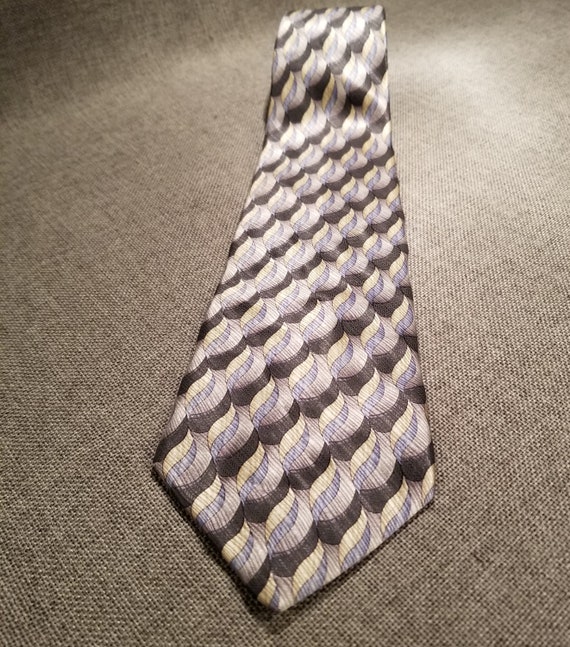 Geoffrey Beene Silk Tie - Charcoal, Gold, Blue an… - image 9