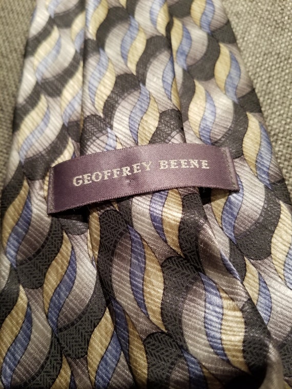 Geoffrey Beene Silk Tie - Charcoal, Gold, Blue an… - image 7