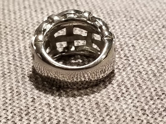 Chunky Steel Basket Weave Dome  Ring - Size 5 3/4 - image 9