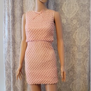 Vintage Crochet Type Pink Dress Lined made by Tracy Petites