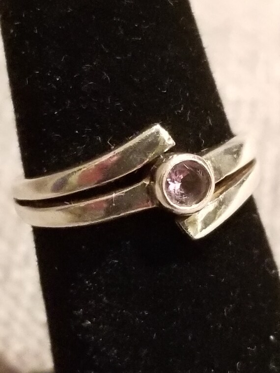 Amethyst and Sterling Silver Ring - Size 5 1/2