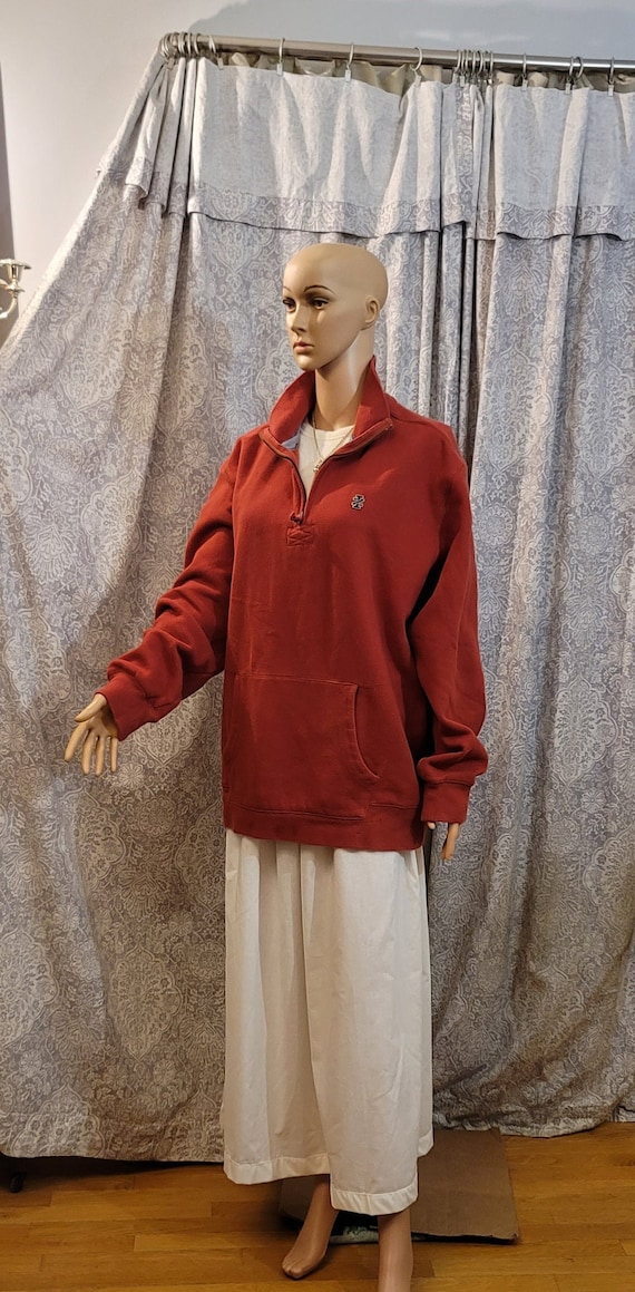 IZOD Luxury Sport Vintage XL Red 3/4 Zipper Pullov