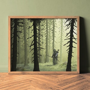 Forest Ranger Art Print: Fantasy Woodland Illustration | 5x7, 8x10 inches