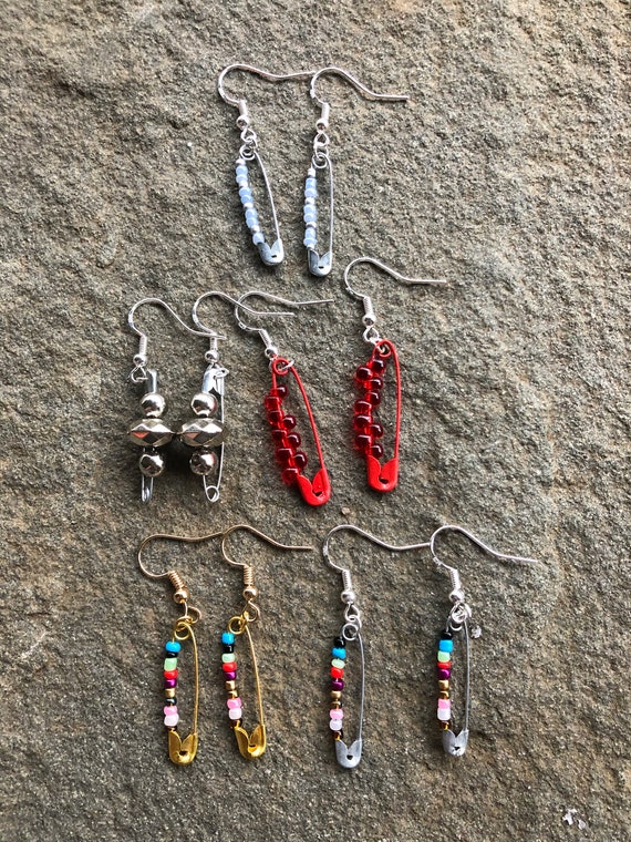 Beaded safety cheap pin earrings