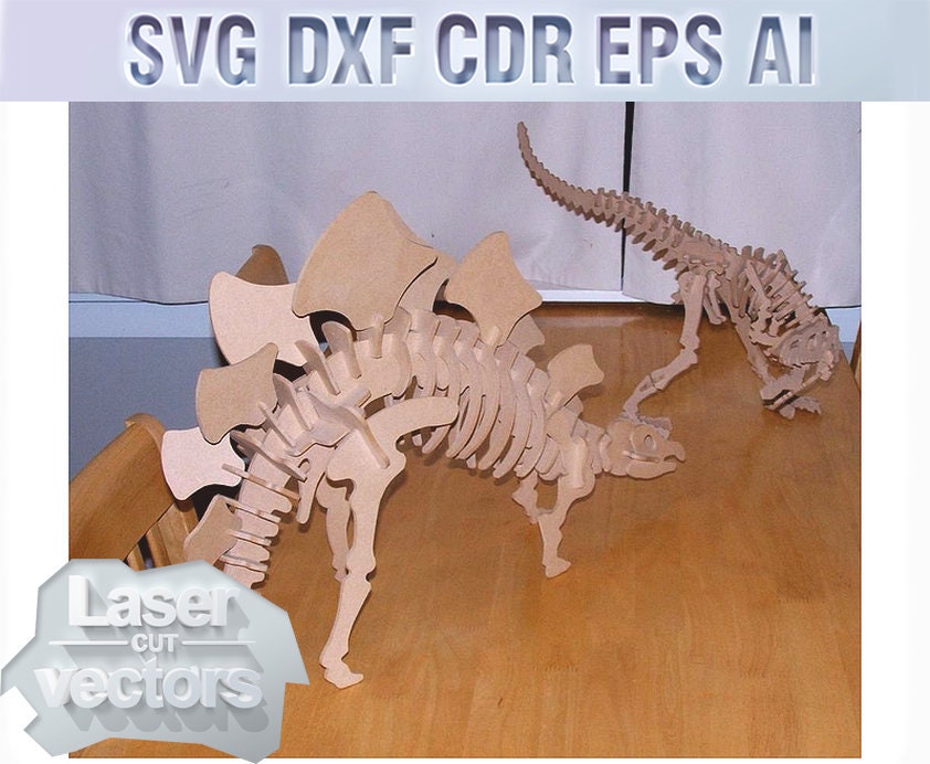Dinosaur. Laser cut file svg dxf 3d puzzle laser cut wood Etsy