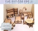 Dollhouse furniture set. Vector model svg dxf, lasercut files, laser vector, laser cutting, project for cnc, vector project, cut file laser 