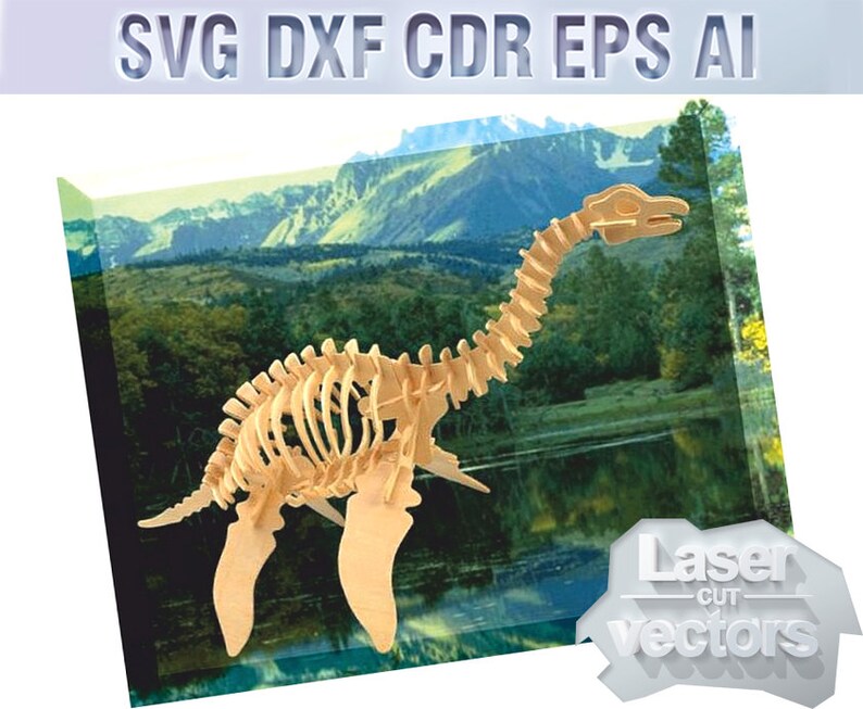 Download Dinosaur. Vector model svg dxf wooden puzzle 3d puzzle | Etsy