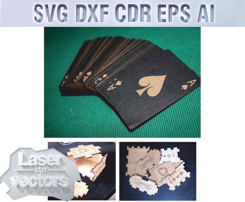 Playing Cards. Laser Cut Vector Svg Dxf Woodworking Plans Etsy