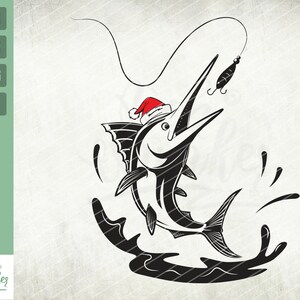 Pescado Santa SVG, Navidad divertida SVG, Santa Fish svg, Regalo de camisa de vacaciones, Fishmas svg, Cricut Silueta, Pescado svg, Clipart Digital, Png, svg