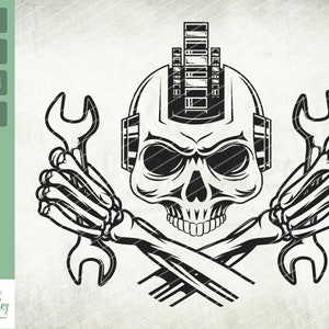Schädel Mechaniker Svg, Mechaniker Svg, Mechaniker Shirt, US-Mechaniker Svg, Schraubenschlüssel Svg, Hard Hat Svg, Mechaniker Schädel, schneiden Dateien, Svg, Eps, ClipArt