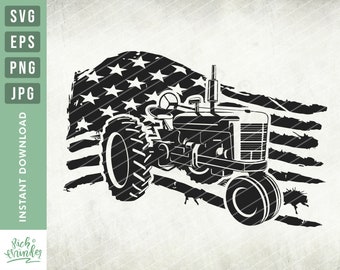 US Farm Tractor Svg, Us Tractor Svg, Farm Tractor Png, Tractor Clipart, Tractor Svg, US distressed flag svg, Tractor Cut Files, Farmer svg