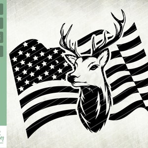 Deer hunt flag svg, Deer distressed flag svg, deer flag svg, deer svg, deer American flag svg, T-shirt design, hunting deer svg, Antler svg