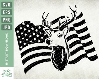 Deer hunt flag svg, Deer distressed flag svg, deer flag svg, deer svg, deer American flag svg, T-shirt design, hunting deer svg, Antler svg