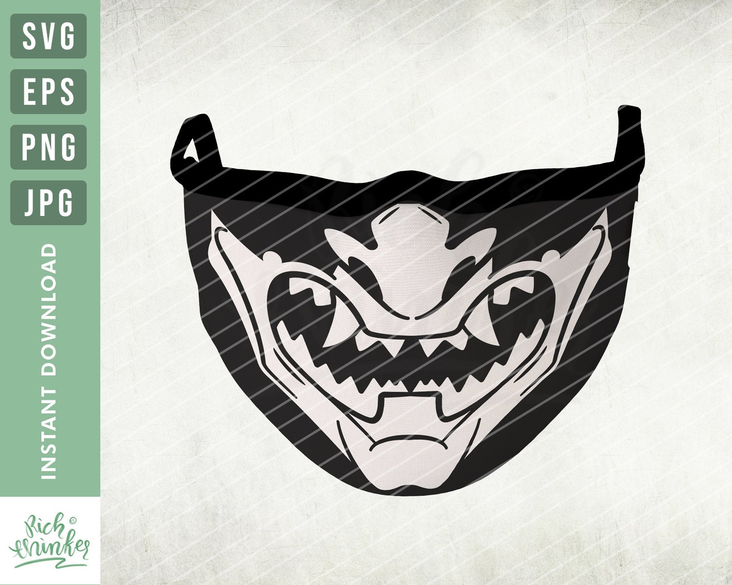 Download Scary Face Mask Svg Oni Mask Svg Teeth Mask Svg Halloween Etsy