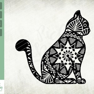 Cat Mandala Svg, Zentangle SVG, Clipart, pet svg, Mandala pattern svg, Patterns svg, Animal pattern svg, Cutting File Silhouette, svg, png