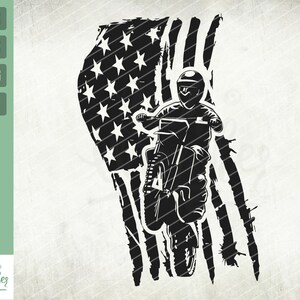 Amerikaanse nood vlag Motocross Svg, Motorcycle Racing Svg, Dirt Bike Racing Svg, Papa raider svg, Motor Racing Svg, Motorcross svg, Cut Files