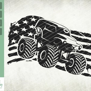 US Monster truck Svg, big truck svg, Off road svg, Flag, Big foot truck svg, Semi truck svg, truck driver svg, cut file, Silhouette, 4x4 svg