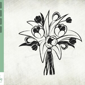 Tulip Flower svg, flower bouquet svg, Flower svg, Floral svg, Tulips svg, Flower design, Blossom svg, Plant svg, Petal svg, Bouquet svg, svg