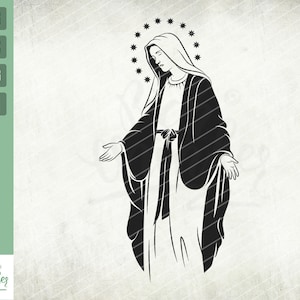 Virgin Mary Svg, Mother Mary Clip art, Mary Mother of God Design, Christian Svg, Church Svg, Religious Svg, Virgen De Guadalupe, Svg, png