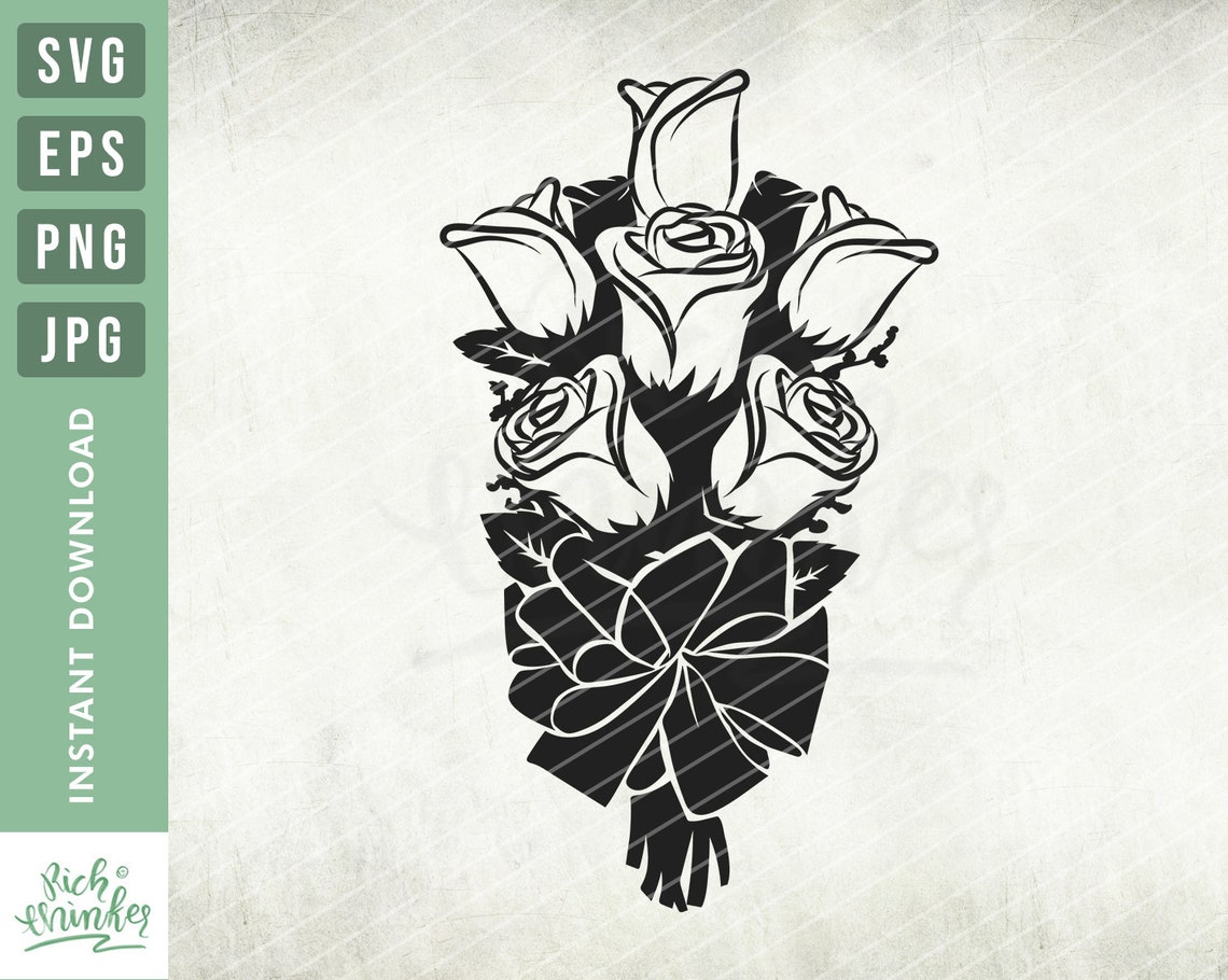 Flower Bouquet Svg Rose Flower Svg Valentines Svg Floral - Etsy