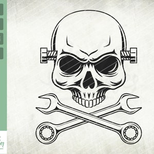 Skull Mechanic Svg, Mechanic Svg, Mechanic Shirt, US Mechanic Svg, Wrenches Svg, Hard Hat svg, Mechanic Skull, Cut Files, svg, eps, clip art