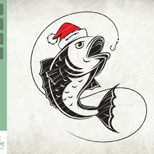 Merry Fishmas SVG, Funny Christmas SVG, Holiday Shirt Gift Card Sign Wall Art, Cricut Silhouette, Fish svg, Clipart Digital Dxf Png Eps Ai