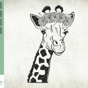 Floral Giraffe Svg, Floral crown svg, Giraffe Peeking Face Svg, bandana svg, Floral Giraffe Svg, Cute Giraffe svg, Safari Svg, Cut files