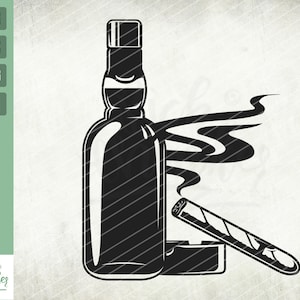 Whiskey bottle SVG, Whiskey Svg, Scotch Svg, Cigar svg, tobacco svg, Alcohol Files for Cricut, Cut Files For Silhouette, Printable, Svg, Png