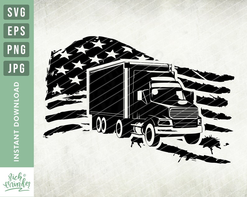 Download Distressed USA Flag Truck Svg File Truck Driver Svg Semi ...