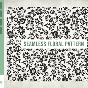 Seamless Floral pattern svg, flower svg, Floral pattern svg, Leaves, Transparent Background, Svg, Png, Eps, Jpg, cut file. Instant download