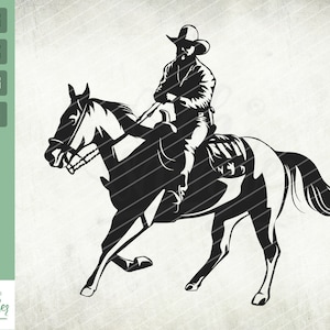 Cowboy Svg, Western Cowboy Riding Horse SVG, Rodeo cowboy svg, Silhouette, Cut File, Horse svg, Cowboy hat svg, Western svg, svg, png, jpg