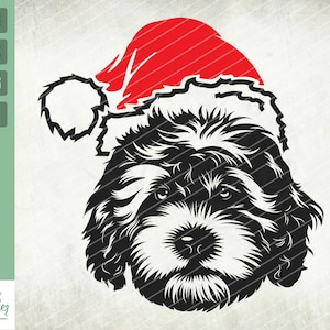 Shih tzu Christmas dog svg, Dog Santa svg, Cute dog svg, dog head svg, Christmas svg, Vector, Digital file, png, Clipart Vector, Cut file