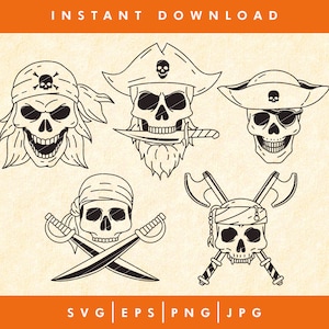 Pirates skull SVG, Pirate SVG, Skull svg, Pirate Clipart, Pirate Cut Files For Silhouette, Files for Cricut, Pirate bundle svg, Svg, Eps