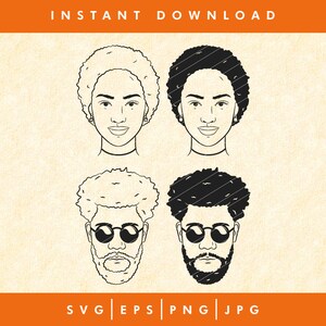 Afro man and woman svg, Bundle svg, African American svg, black svg, black lives matter svg, clipart, vector, svg, eps, Cut Cutting files