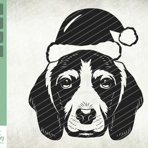Beagle Christmas dog svg, Dog Santa svg, Cute dog svg, dog head svg, Christmas svg, Vector art, Digital file, png, Clipart Vector, Cut file