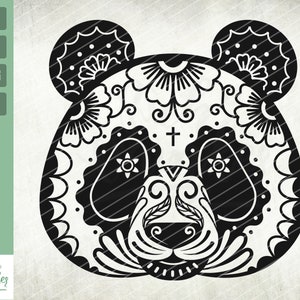 Candy Skull Panda SVG, Day Of The Dead, Dia De Los Muertos Skull, Panda sugar skull svg, Animal sugar skull, Cricut Cutting File, Clip Art