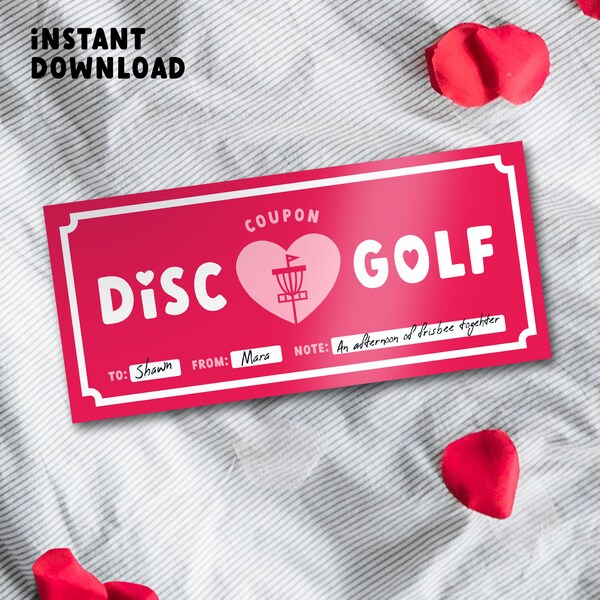 Disc Golf Gift Coupon | Frisbee Valentine or Anniversary | Cute Frolf Gift for Boyfriend, Fiancé, Husband, Dad Girlfriend, Wife, Mom Partner