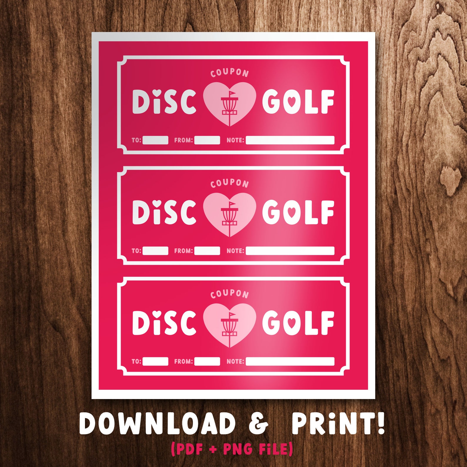 Disc Golf Gift Coupon Frisbee Valentine or Anniversary Etsy