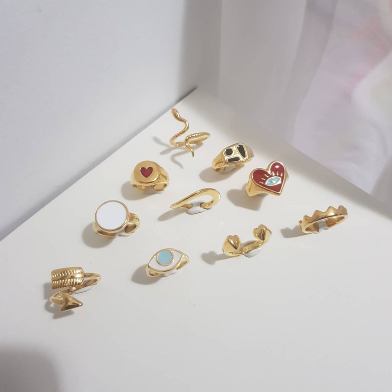 combo ring set Set of 10 Gold plated 24K Adjustable Rings big offer ring set women rings set handmade women rings set of 10 pieces