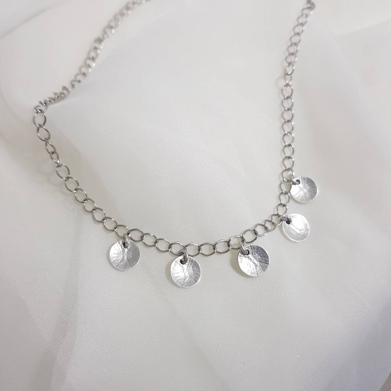 good luck pendant gift for her layering necklace Coin jewelry Women necklace Silver plated Small Coins Necklace