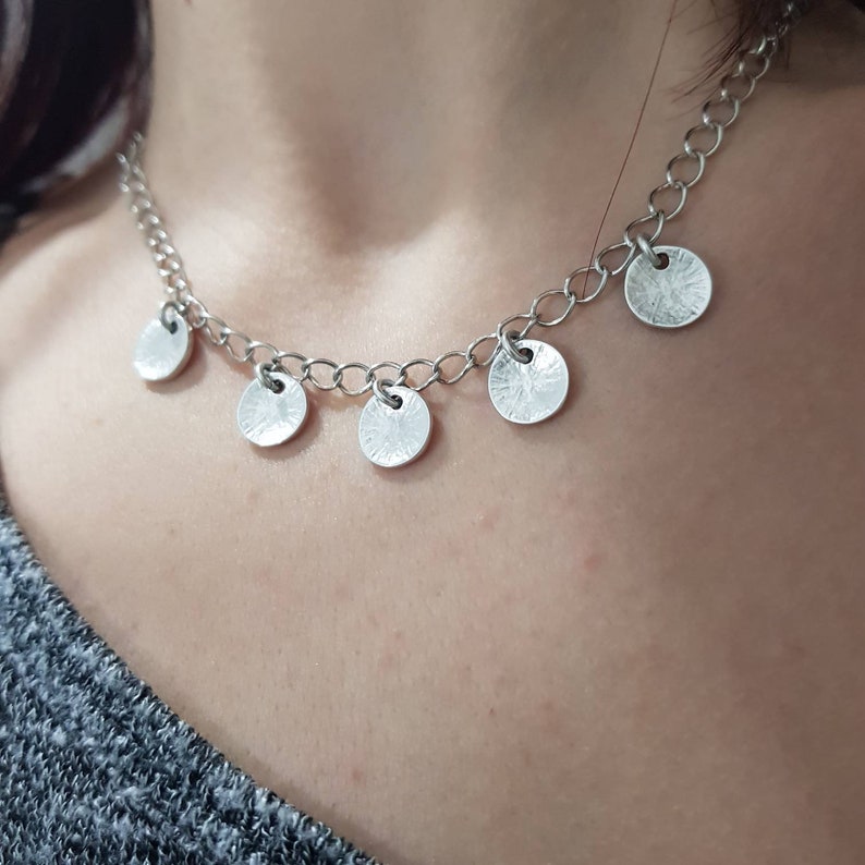 good luck pendant gift for her layering necklace Coin jewelry Women necklace Silver plated Small Coins Necklace