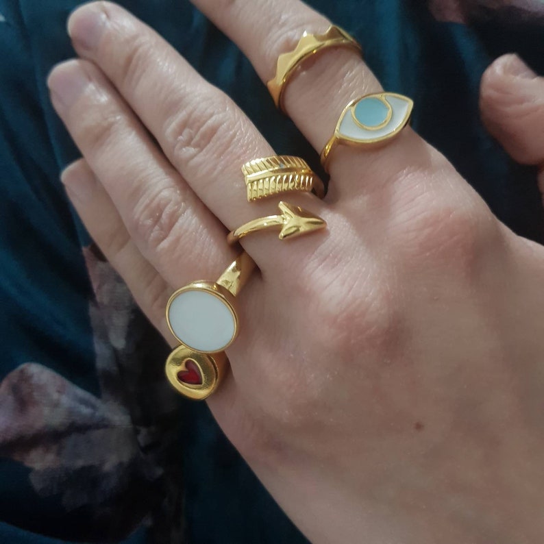 combo ring set Set of 10 Gold plated 24K Adjustable Rings big offer ring set women rings set handmade women rings set of 10 pieces