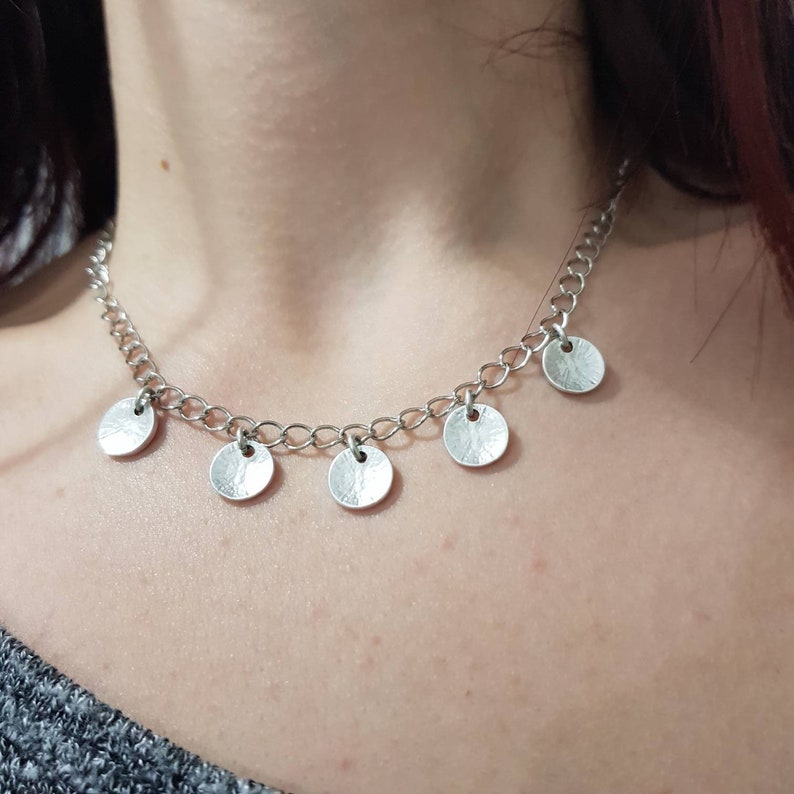 good luck pendant gift for her layering necklace Coin jewelry Women necklace Silver plated Small Coins Necklace
