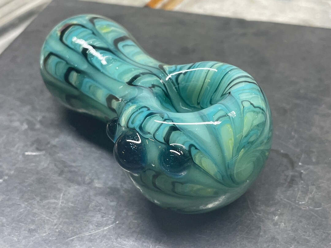 Heady Hand Blown Glass Jade Green Glass Pipe Etsy