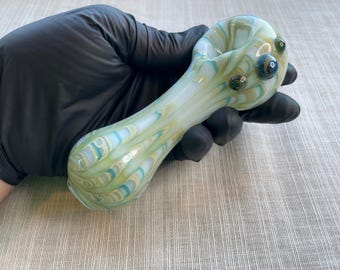 Heady Hand Blown Wrap and Rake Glass Pipe