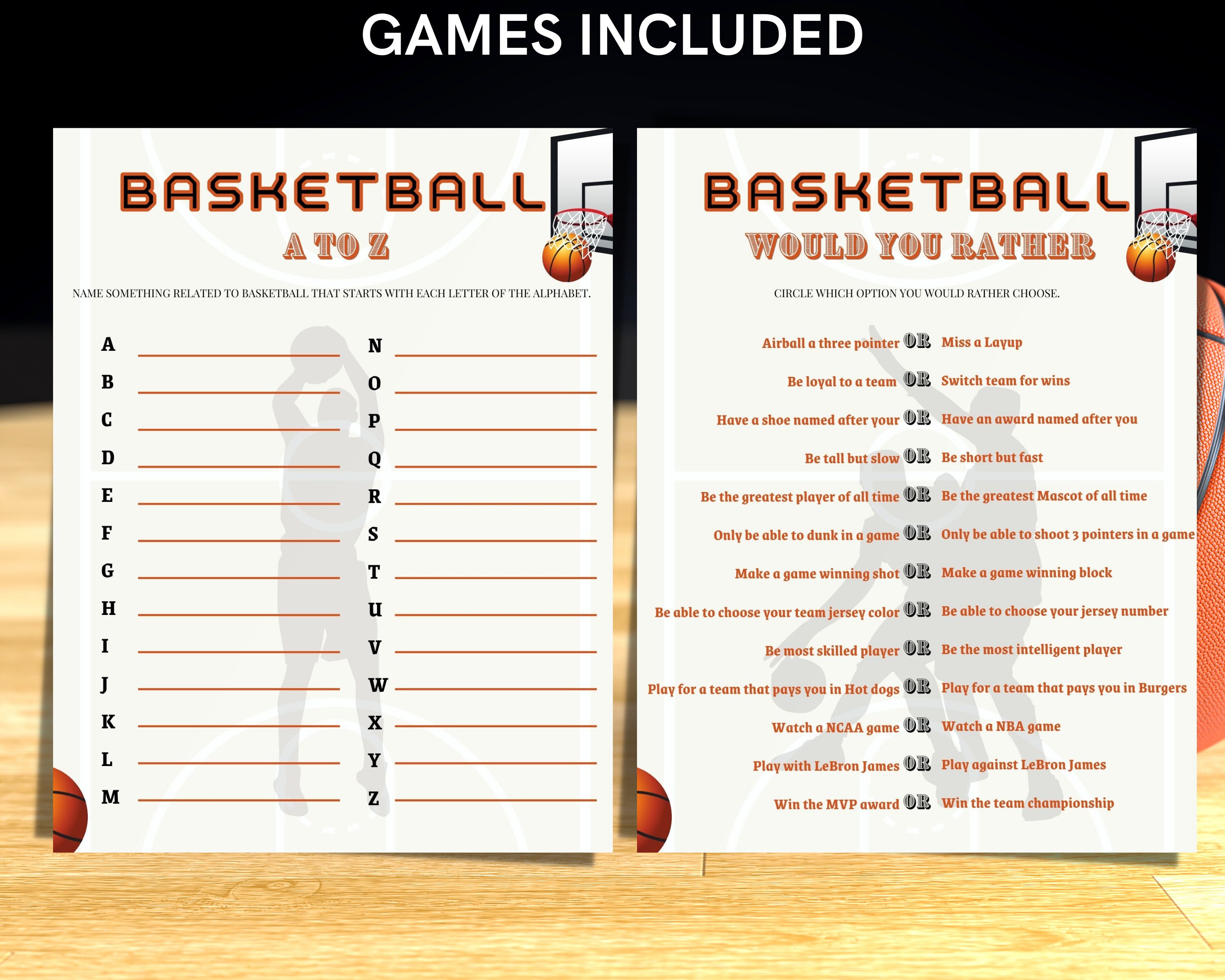 Basketball Party Games Bundle for a Birthday or Sports Team Etsy