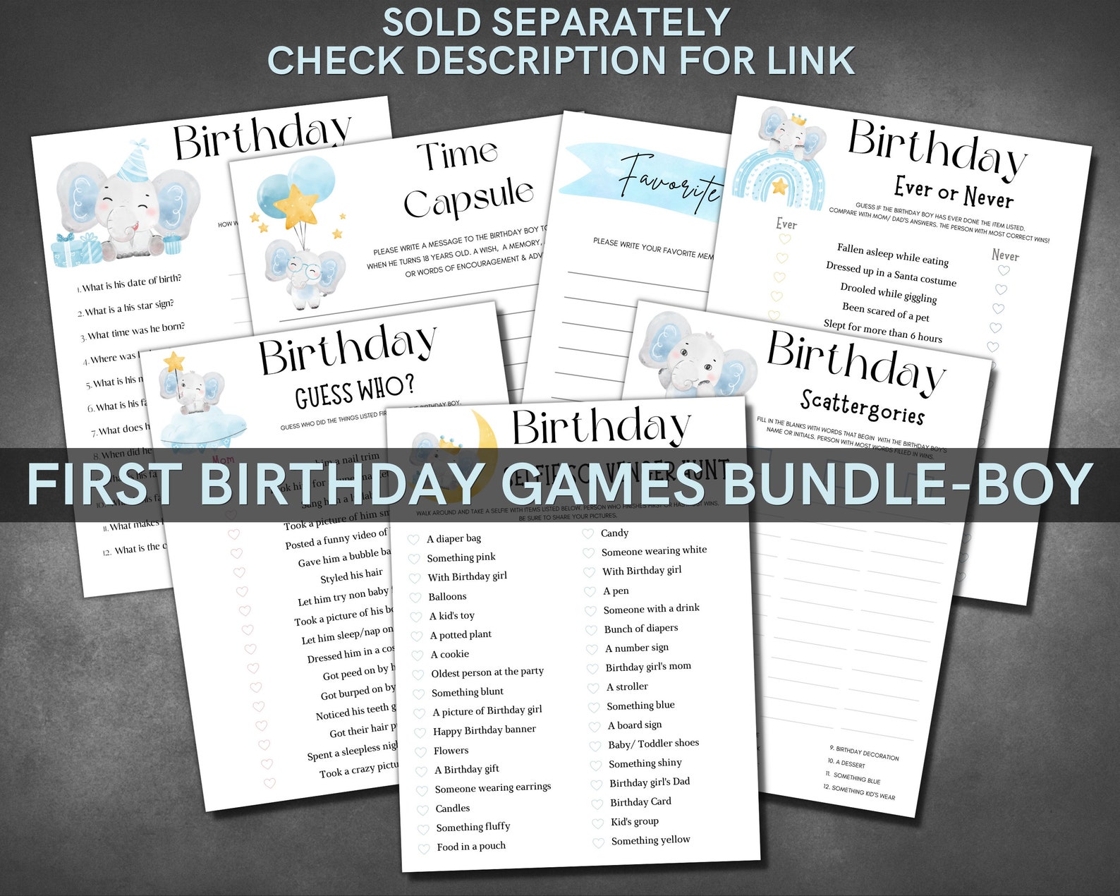 Boy First Birthday Trivia Game Printable Fun Game for Kids - Etsy