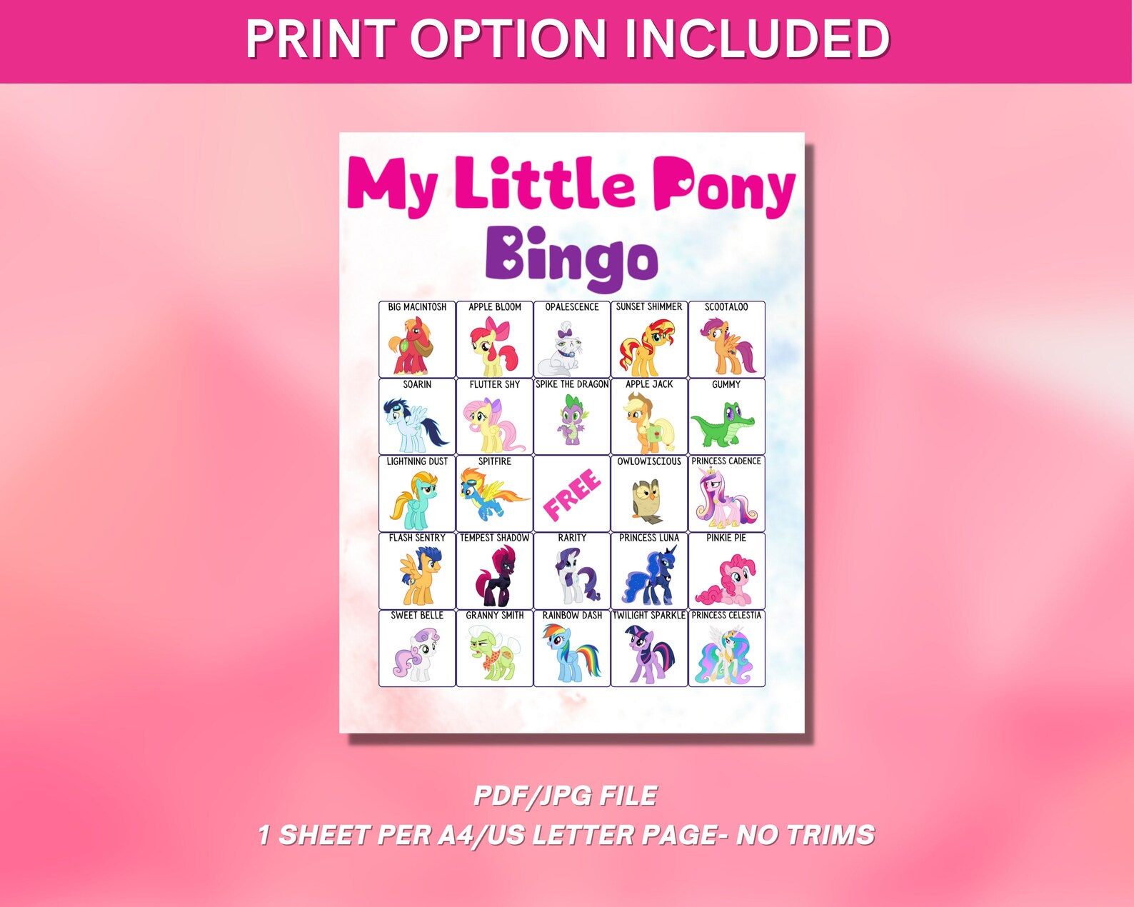 My Little Pony Bingo game for a birthday or themed party | Etsy