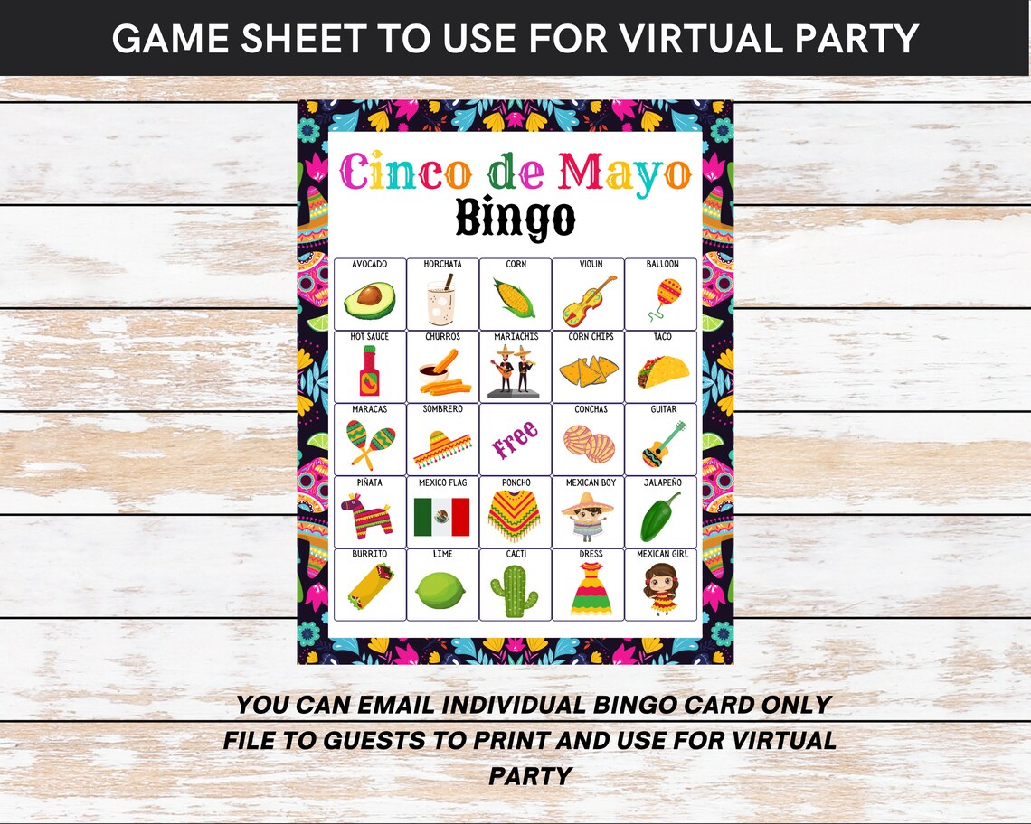 Cinco De Mayo Bingo Cards for a Fun Activity With Kids Family - Etsy