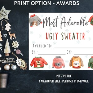 Ugly Sweater Party Awards Printable for Christmas or Holiday Sweater ...